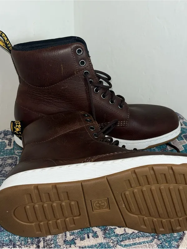 Dr. Martens Rigal Boots women Size 9 Brown Leather Lace Up White Sole - Image 4