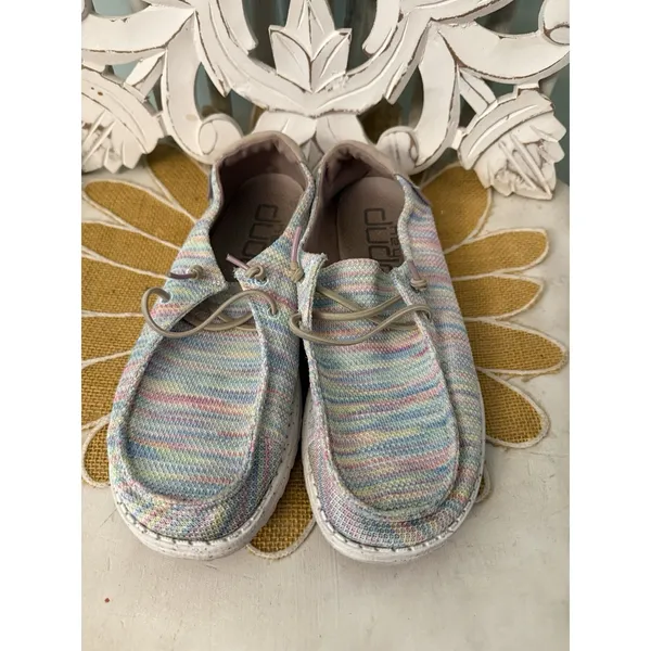 Hey‎ Dude Wendy Sox Aurora White Rainbow Knit Slip On Loafers Womens 9 121923214 - Image 2