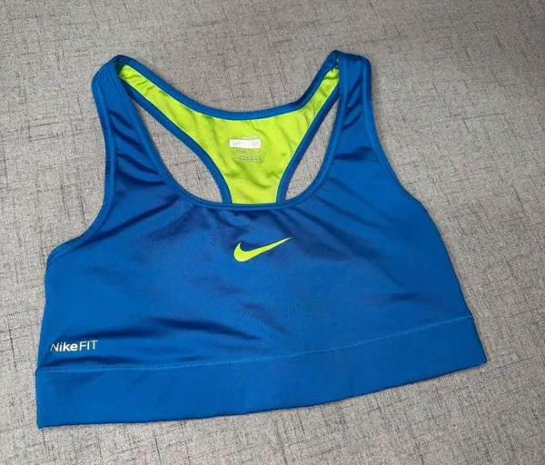 Nike Sports Bra Blue & Green Size Medium - Image 3