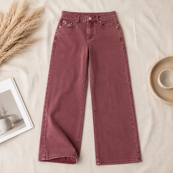Wild Fable Womens Low Rise Wide Leg Jeans Berry Pink Rose Denim Size 6/R NEW - Image 3