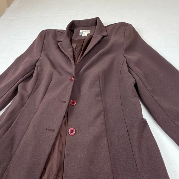 Koret Blazer Women Size 10 Brown 3-Button‎ Structured Office Professional - Image 2