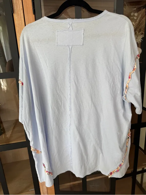 Easel Flower Patchwork Mineral crochet Top tee oversized boho embroidered cotton - Image 7