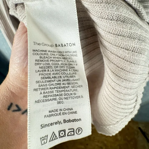 Aritzia Babaton Traverse Turtleneck Ribbed Sweater Cream Size Small - Image 7
