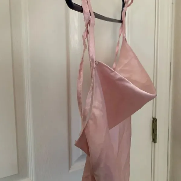 Silky baby pink spaghetti strappy top size M - Image 4