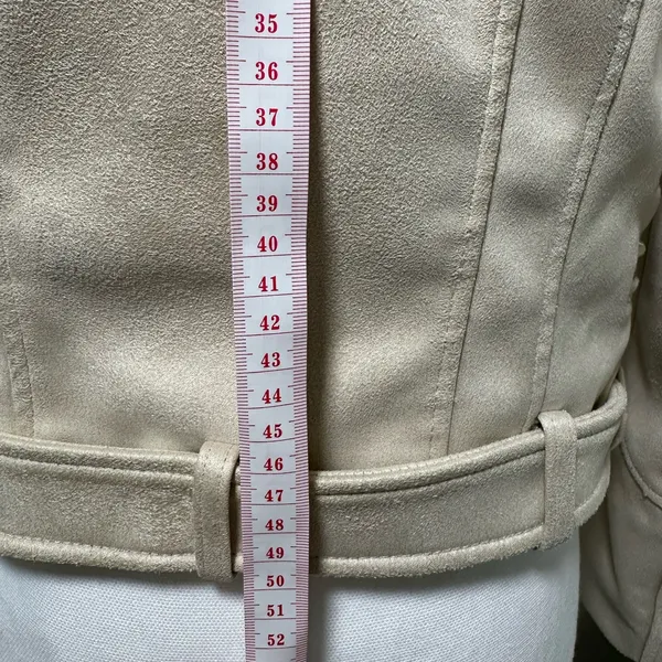 Zara Cream faux suede Biker Jacket - Image 6