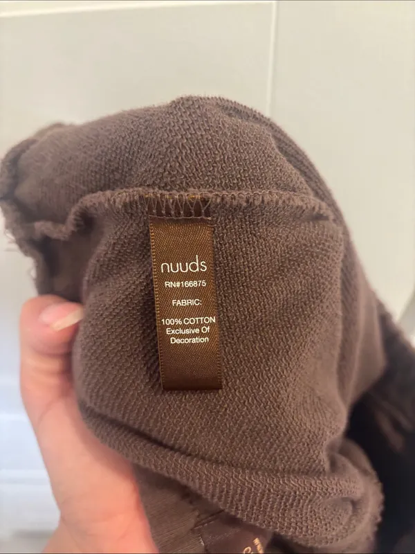 NUUDS Size S Chocolate Brown 100% Cotton Straight Leg Sweatpants - Image 4