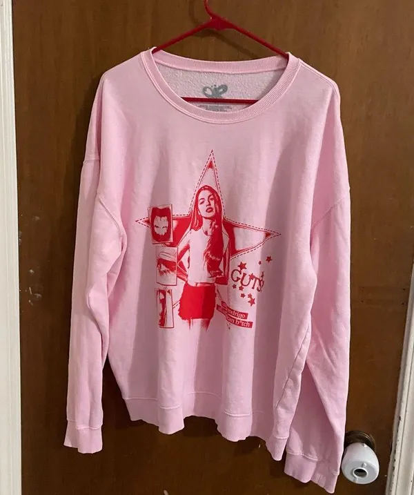 Olivia Rodrigo Guts tour merch pullover Pink Size XL - Image 3