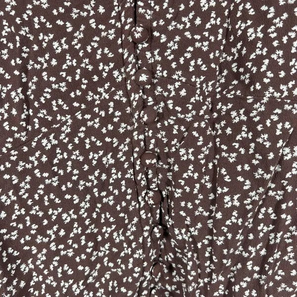 Abercrombie &‎ Fitch Brown White Floral Button Up Puff Sleeve Cropped Top - Image 4