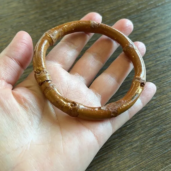 Boho Bamboo minimalist stackable bracelet, brown, feather light, fits a 7”W - Image 4