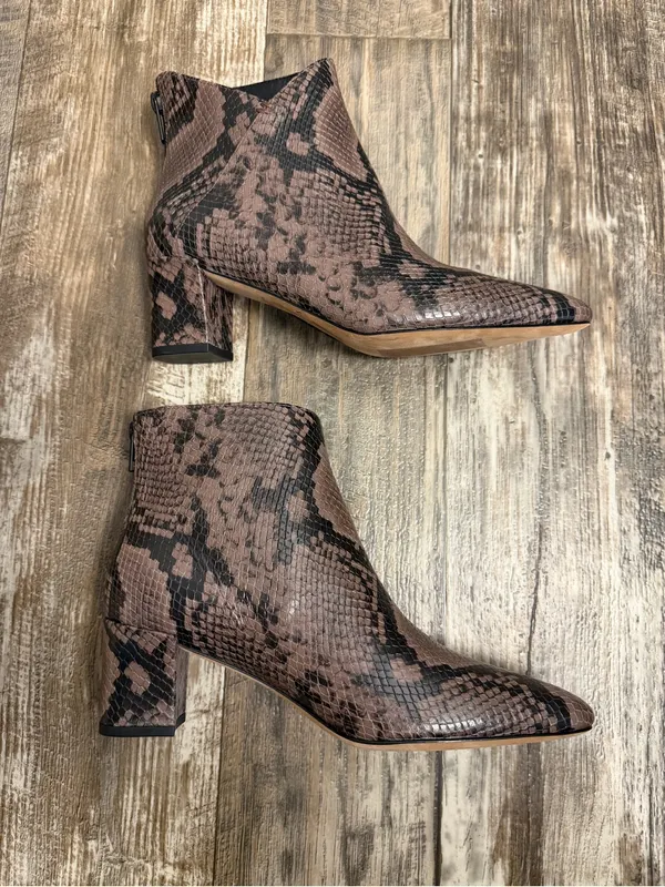 Vince Brown Snakeskin-Print Leather Ankle Boot Size 6.5 - Image 11