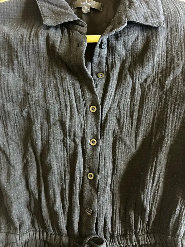 Lulus - Laidback Living Black Button-Front Short Sleeve Jumpsuit - Image 6