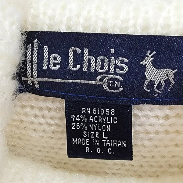 80s Vintage Le Chois Ivory Thick Knit Sweater Women's Size Large - Image 6