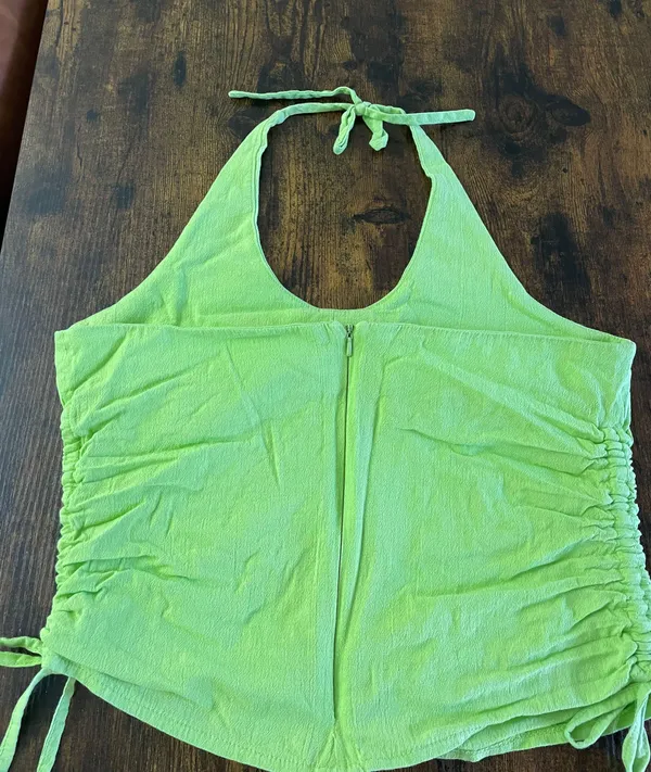 Y2K Halter Green Ruched top Size L - Image 7