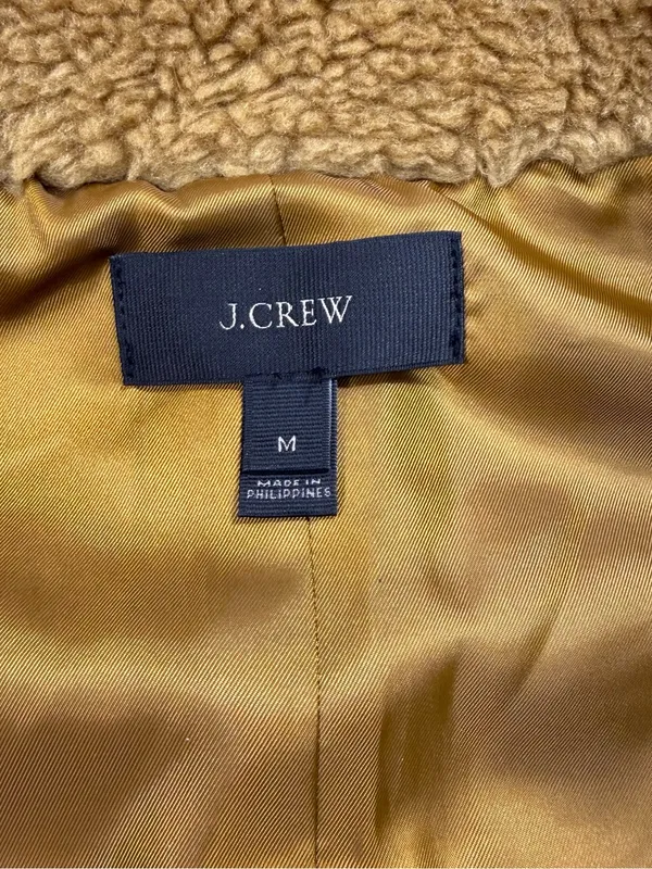 J. Crew Camel Teddy Fleece With Gold Zip Vest Size Medium - Image 6