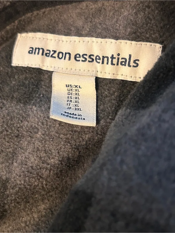 Amazon Essentials Women Full Zip Fleece Jacket Charcoal Gray Buffalo Plaid XL - Image 3