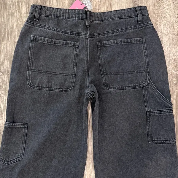 Edikted Ayla Low Rise Wide Leg Carpenter Jeans black wide leg medium - Image 8