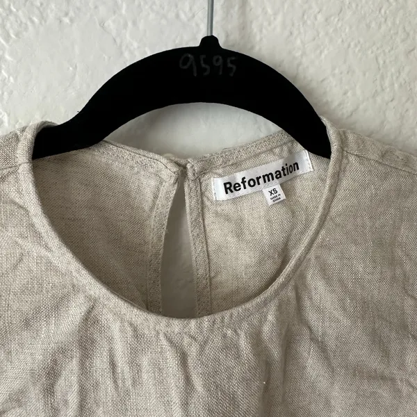 Reformation Sommer Linen Mini Sheath Dress with Tie Belt in Natural Size XS - Image 4