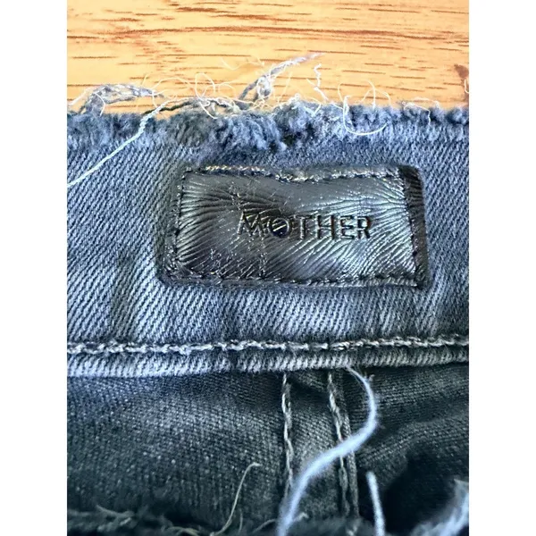 MOTHER The Double Fray Charmer Skinny Jeans Faded Black Distressed Size 28‎ - Image 13