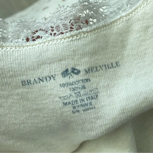 Brandy Melville Tank Top cotton lace floral womens Cream (one size) coquette - Image 3