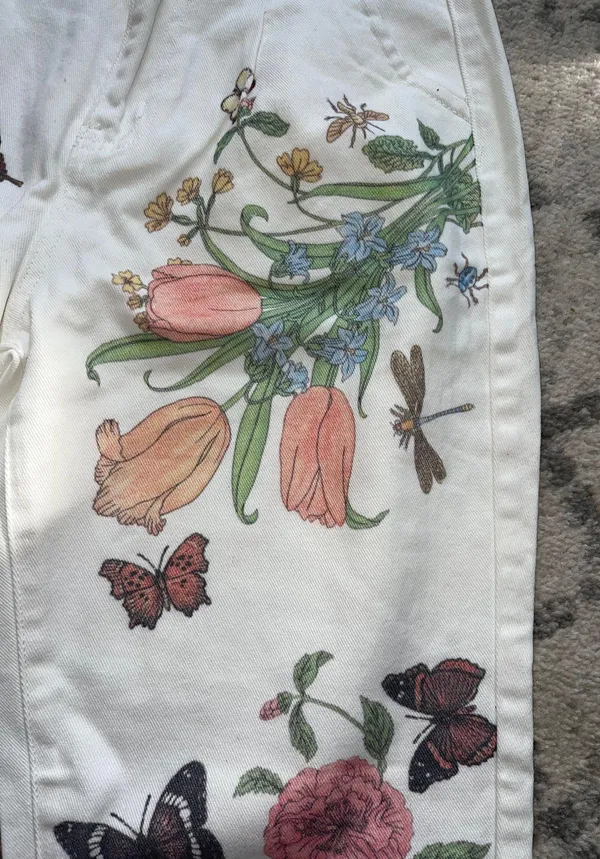 SheIn Women Floral painted mom Jeans - Image 4
