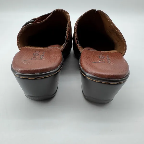 b.o.c. Born Concept Leather Clogs 7 Brown Wedge Mules Earthy‎ Granola Lagenlook - Image 6