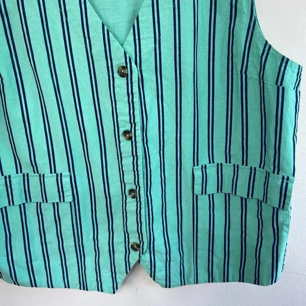 Damson Madder Anthro Green Striped Coco Waistcoat Vest 14 Women - Image 4