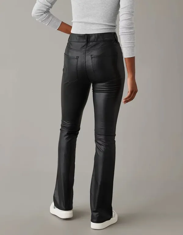 American Eagle Outfitters Womens Black Stretch Vegan Leather Pant Size 6 - Image 3