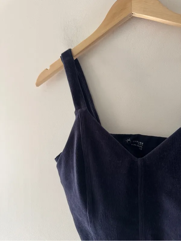 Aerie Offline‎ Navy Blue Corduroy Velvet Corset Tank Top - Image 2