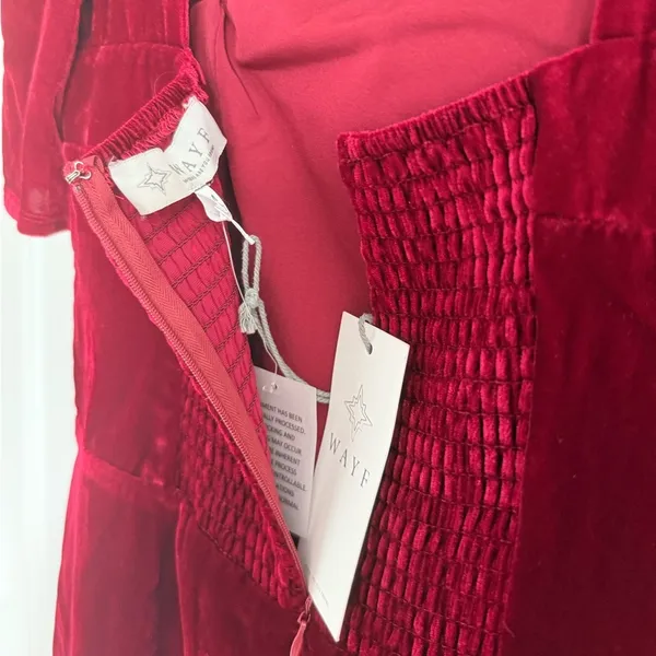 WAYF Scarlet Velvet Puff Sleeve Mini Dress M NWT Holiday Party Red‎ - Image 8