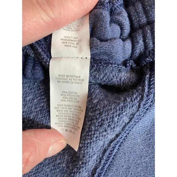 Aerie Blue Side Ruched Pullover Hoodie Sweatshirt Small - Image 7