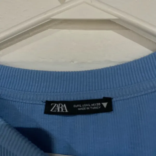 Zara Sky Blue Ruched Long Sleeve Top large - Image 4