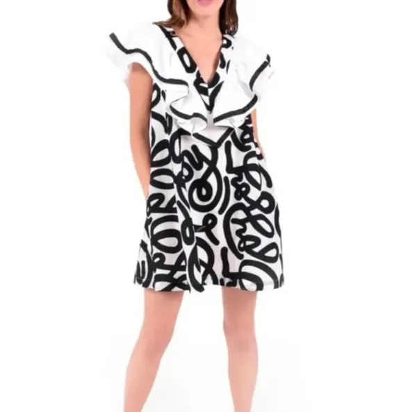 Emily McCarthy Blue Ruffle Mini Dress - Image 5