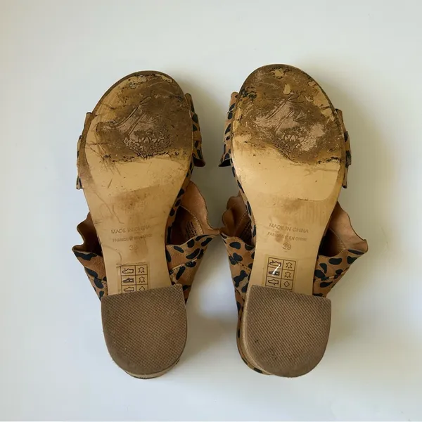 Free People Rosie Ruffle Block Heels in Leopard Print - Image 7