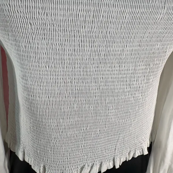 Gianni Bini White Smocked Square Neck Peasant Top - Image 8