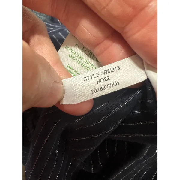 J.Crew Navy Blue Silver Metallic Striped Turtleneck Top BM313 Womens Medium‎ - Image 5