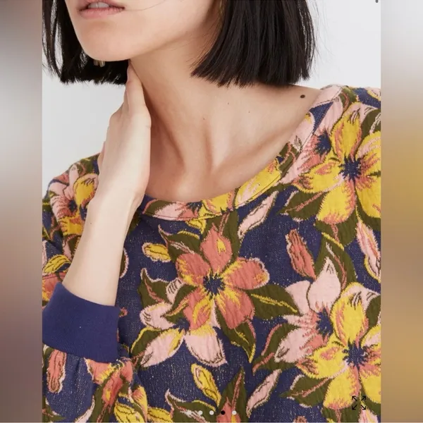Miles By Madewell Island Magnolias Jacquard Sweatshirt M - Image 3