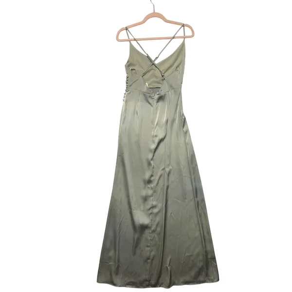 The Clothing Company Sage Green Satin Maxi Dress High Slit Formal Small NWT - Image 6