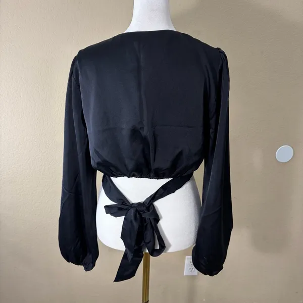 Abercrombie Fitch Top Women Surplice Faux Wrap VNeck Ballerina Satin Sz M Sexy - Image 7