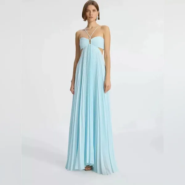 ALC Frank Moira Satin Pleated Maxi Dress 2 - Image 4