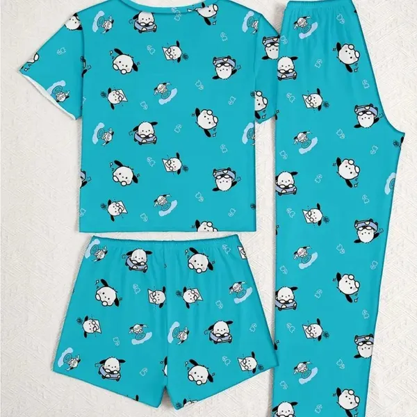 Sanrio 3 Pc. Woman’s Blue Cartoon Pajamas Size extra large - Image 3