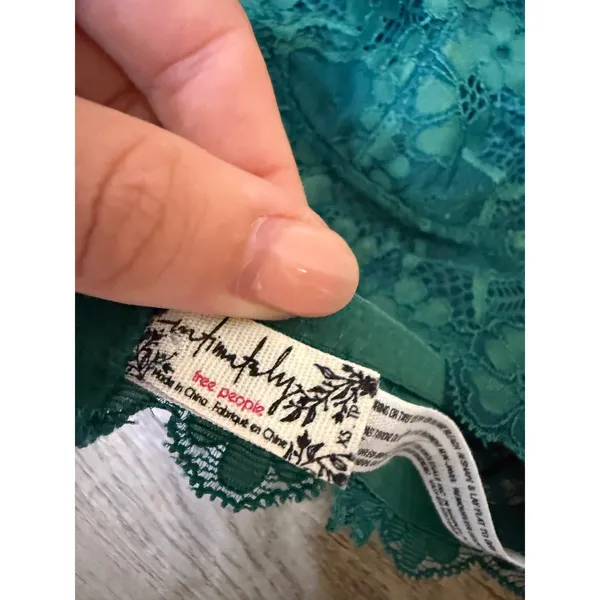 Free People Intimately Adella Bralette Teal Green Lace Halter Boho Bra XS - Image 2