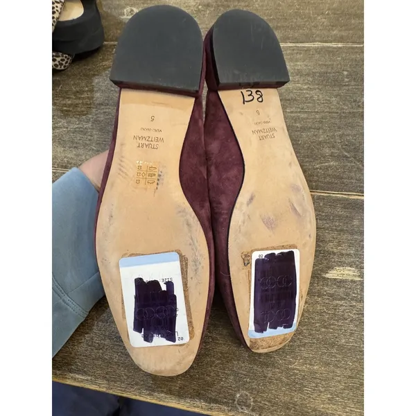 Stuart Weitzman‎ Womens Meena Mule Size 5 Loafer Slip On Flat Plum Suede - Image 7