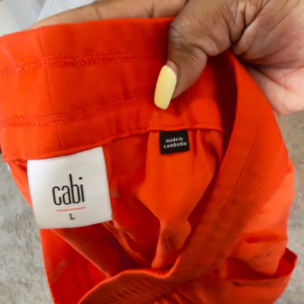 Cabi Women Campground Crop Pants Large Red Wide Leg Pull On Elastic Waist 6609 - Image 4