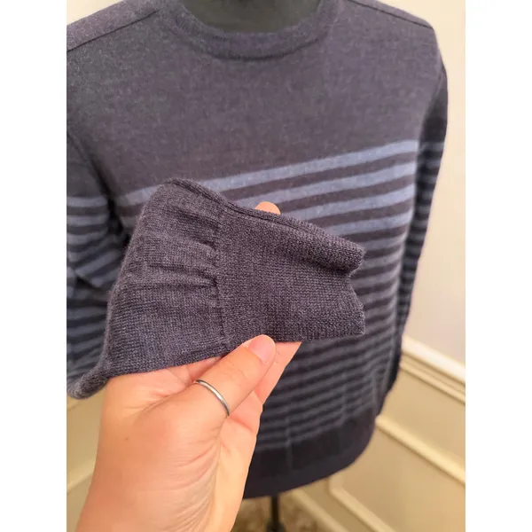 Brunella Gori Made in Italy 100% Extra Fine Merino Wool Striped Knit Sweater - Image 2