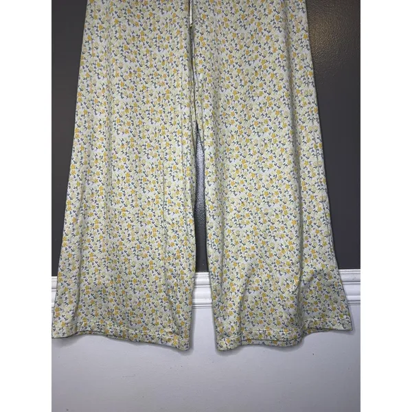 Gilly Hicks Pajama Pants Womens Medium White Floral Jersey Lounge Sleep Cozy - Image 3