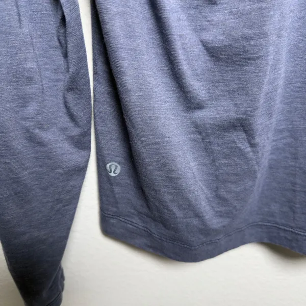 Lululemon Women Top 12 Blue Long Sleeve Crew Neck Heathered Activewear Shirt - Image 7