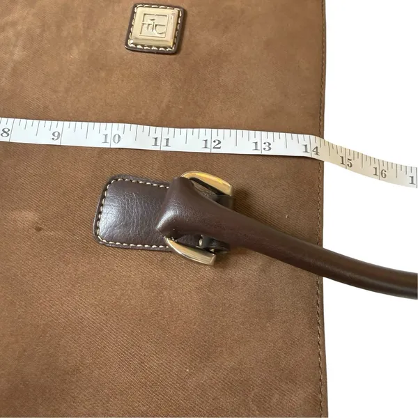 Diane Von Furstenberg Double Handle Suede & Leather Tote Bag Snap Brown Classic - Image 11
