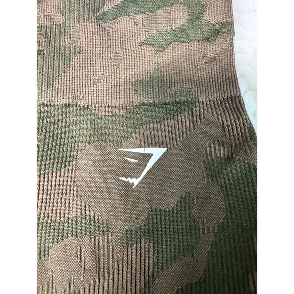 Gymshark Camo Seamless Leggings XS Olive Black High Rise Workout Activewear - Image 5