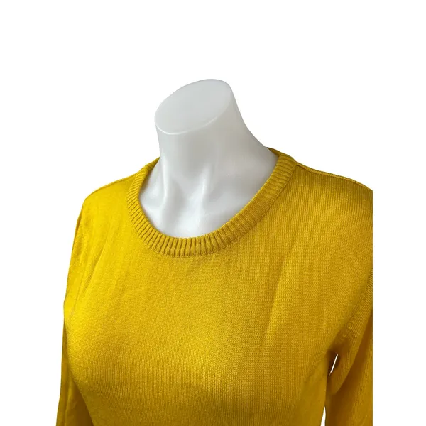 Park Avenue Women's Yellow Cashmere-Like Long Sleeve Knit Sweater Top Size 12 - Image 3
