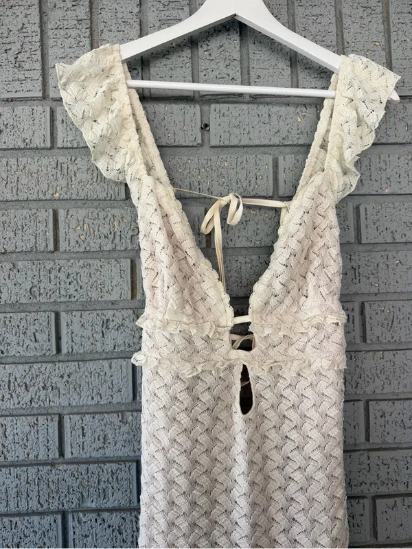 NWT Meshki Ezra Knit Maxi Dress Cutout Bodycon Dress Size XL Ivory - Image 6